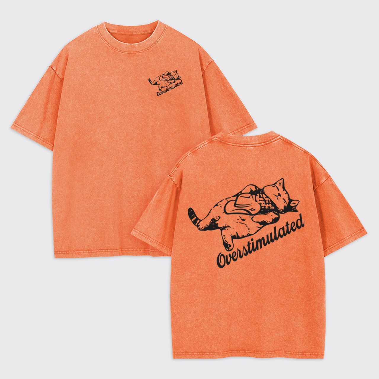 Overstimulated Cowboy Cat Garment-dye Tees