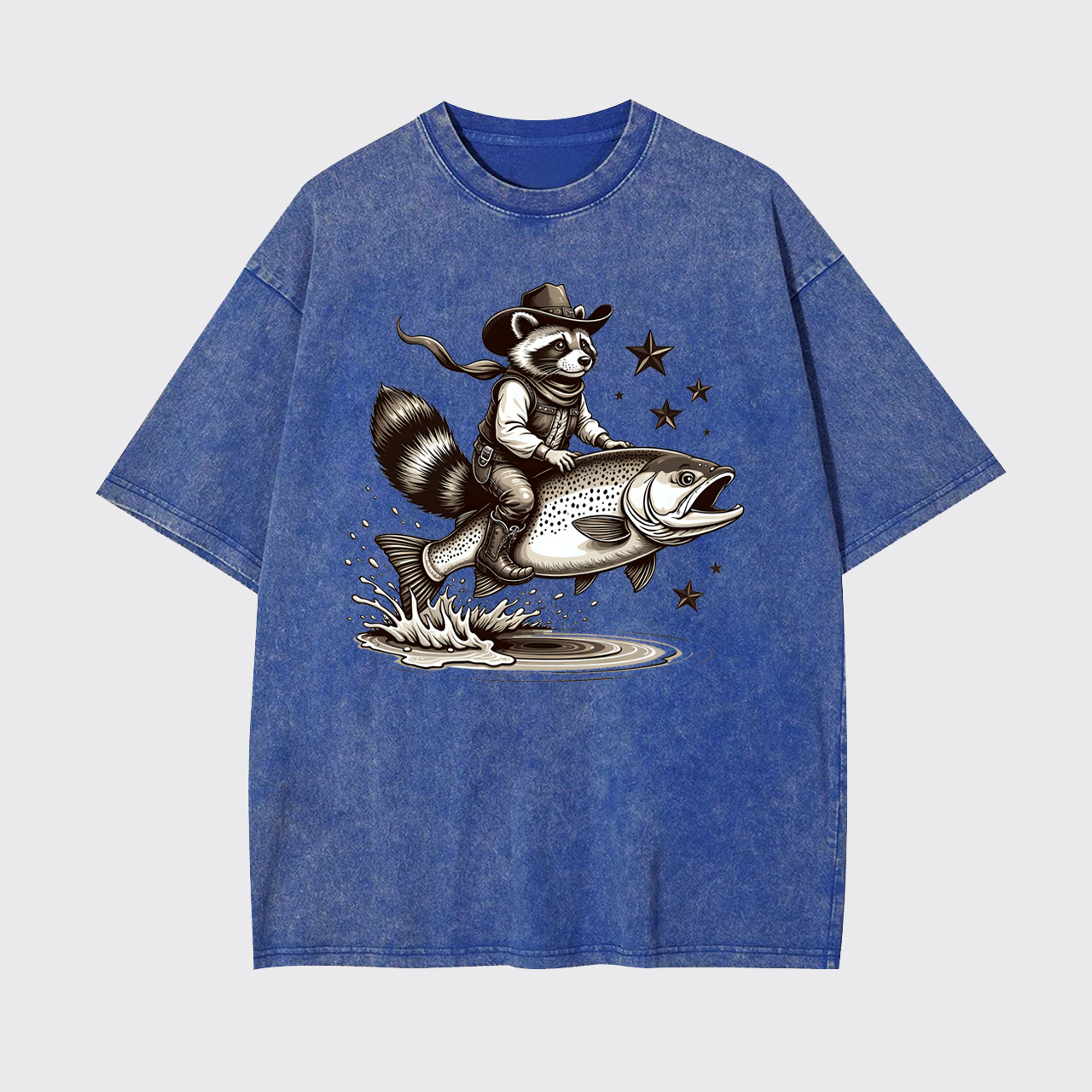 Funny Fisher Of Raccoon Cowboy Garment-dye Tees