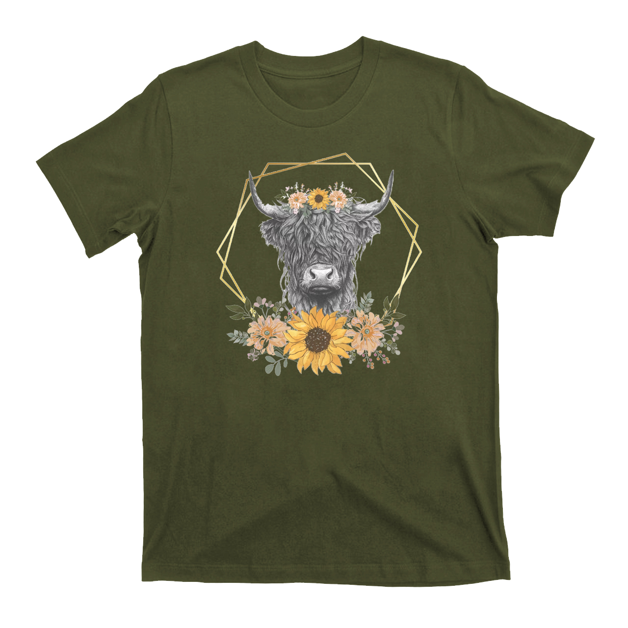 Highland Cow Sunflower Sea Valentine T-Shirts