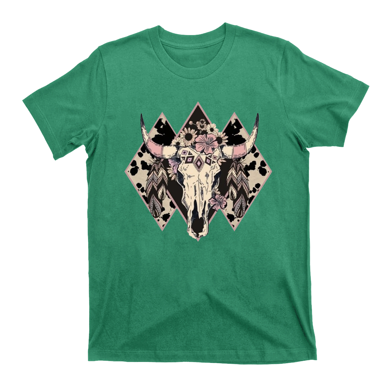 Aztec Western Bull Skull Cowboys  T-Shirts