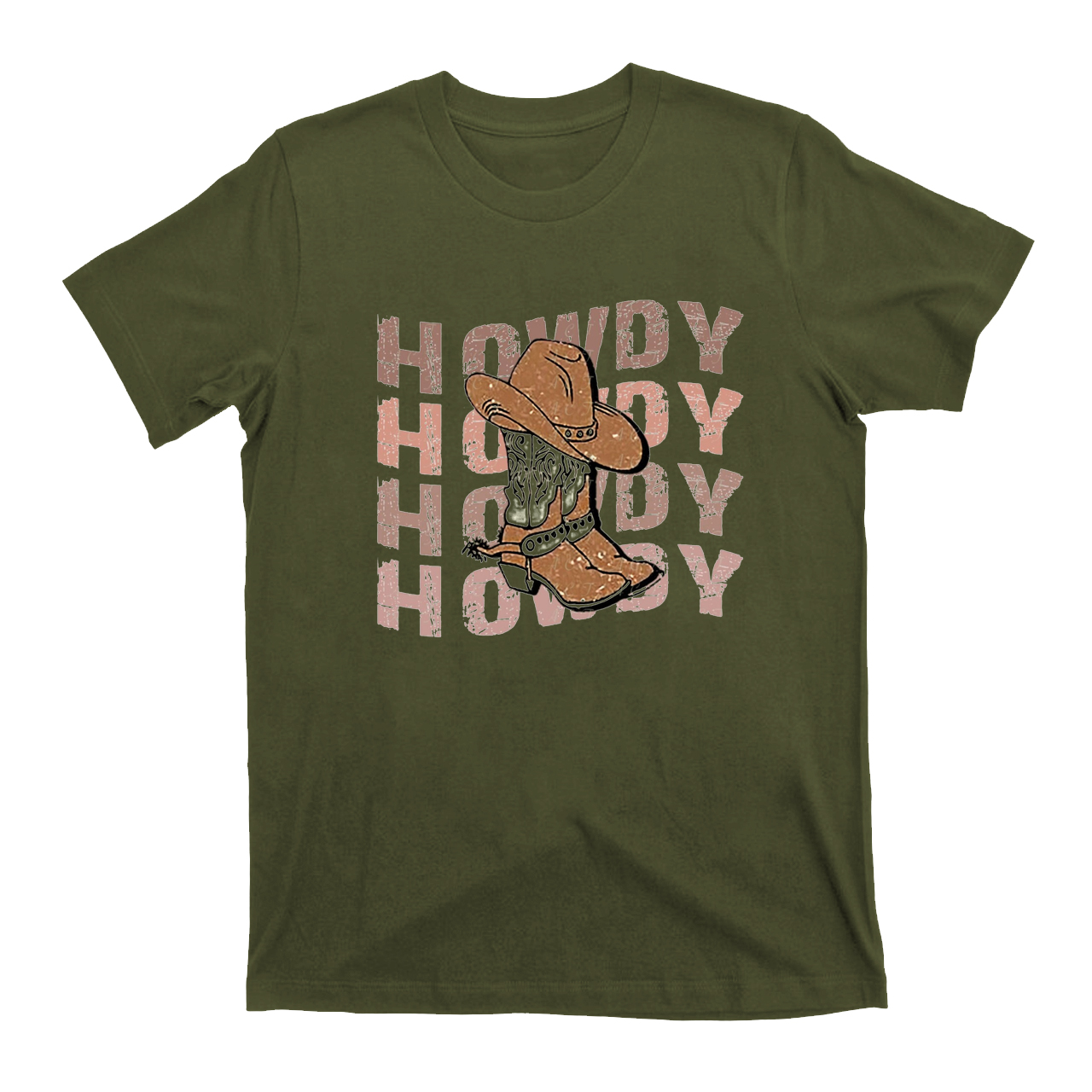 Howdy Boots Cowboy Hat Distressed Vintage T-Shirts