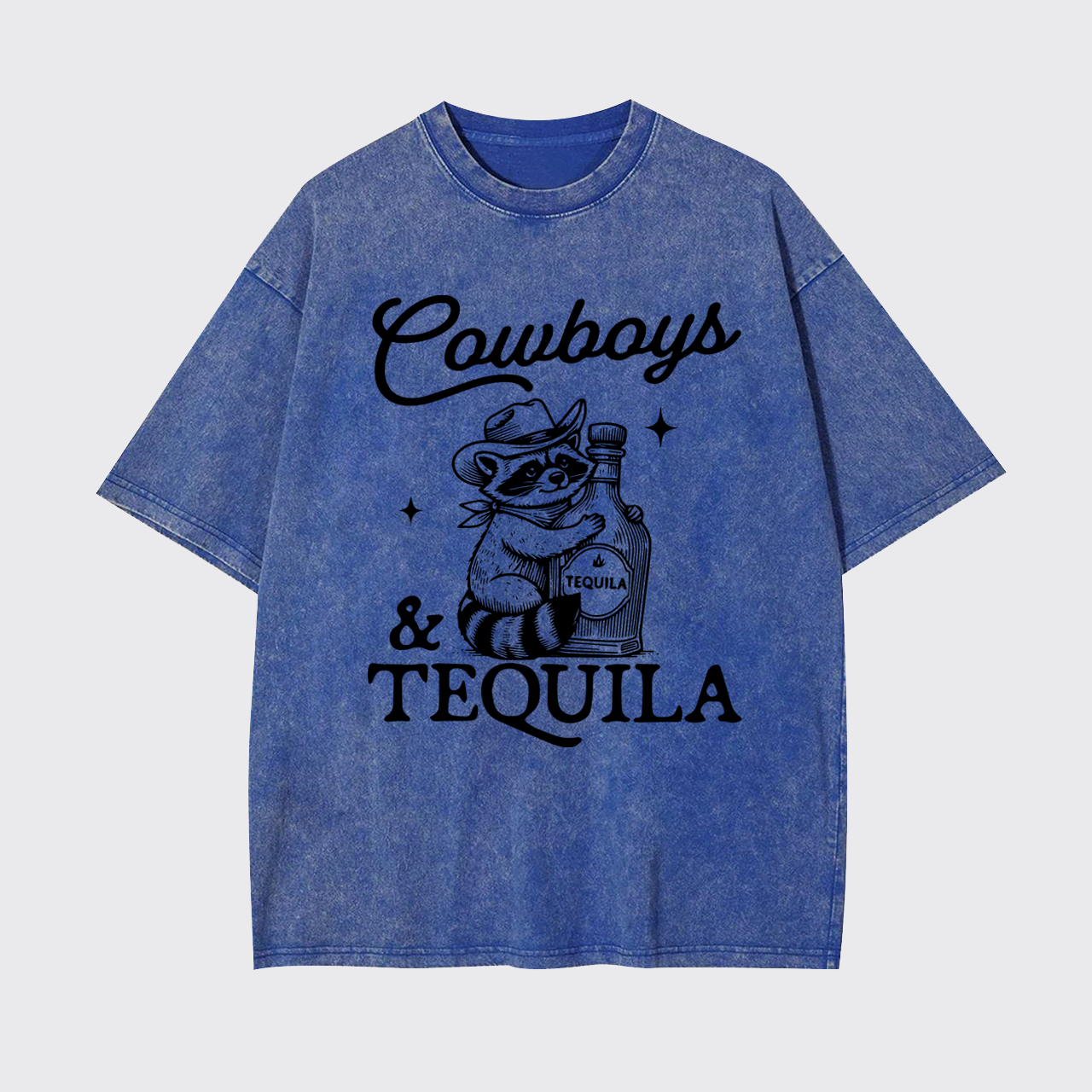 Funny Raccoon-Cowboys & Tequila Garment-dye Tees