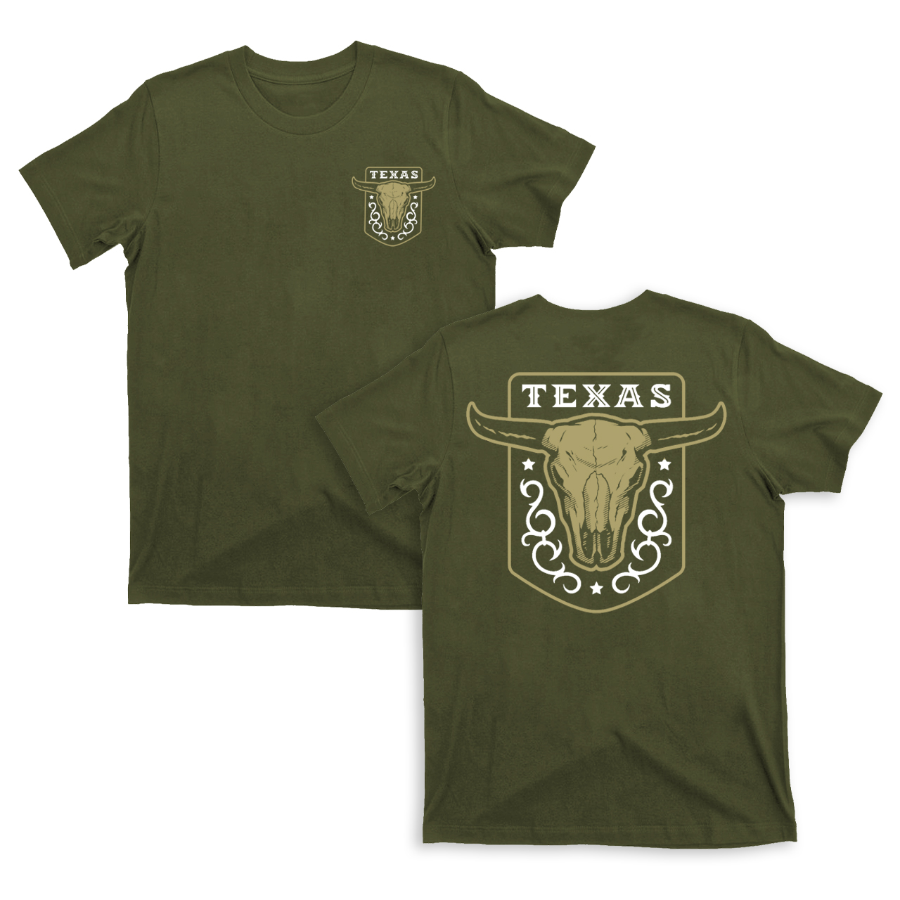 Texas Vintage Emblem With Bull Skull On a Dark T-Shirt