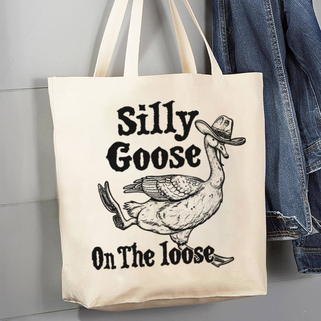 Silly Goose On The Lose_Cowboybay Canvas Tote Bag