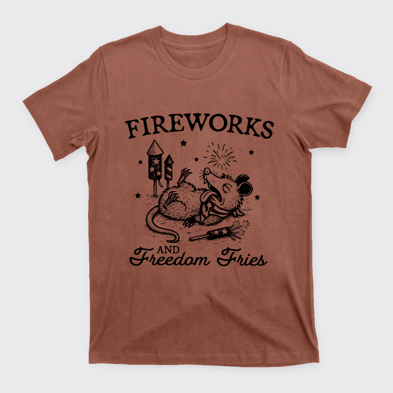 Funny Opossum-Freedom Fireworks T-Shirts