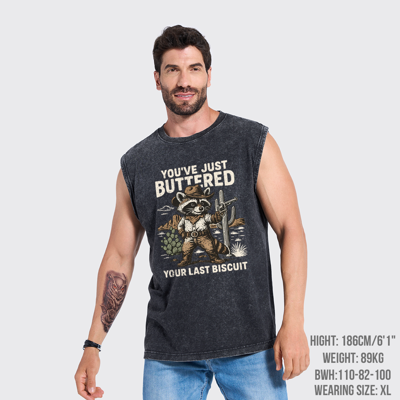 Cowboy Raccoon-You've Just Buttered Your Last Washed Tanks