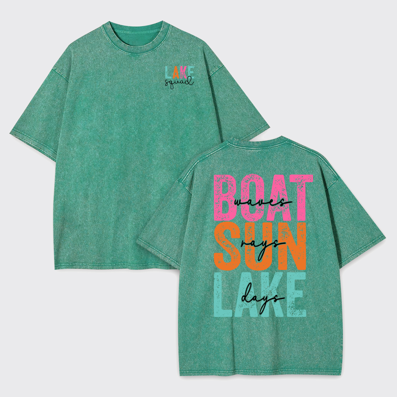 Hello Summer,Boat Waves Sun Rays Lake Garment-dye Tees