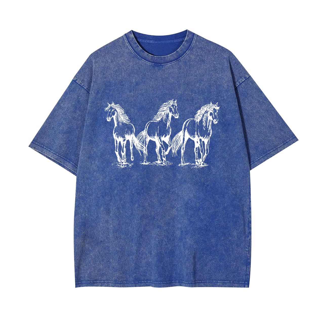 Three Horses Western Cowboy Garment-dye Tees