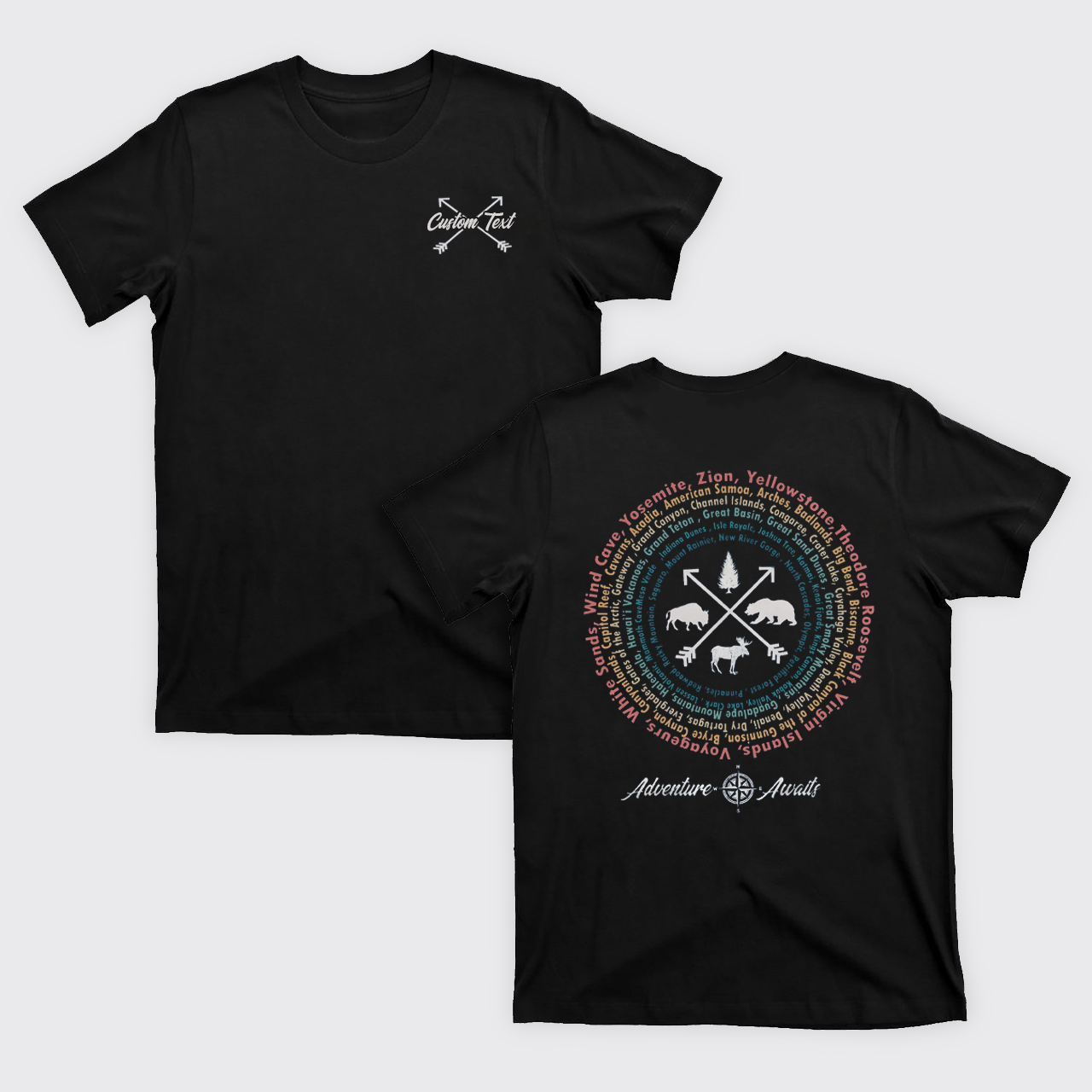 Personalized Compass And 63 National Park T-Shirts