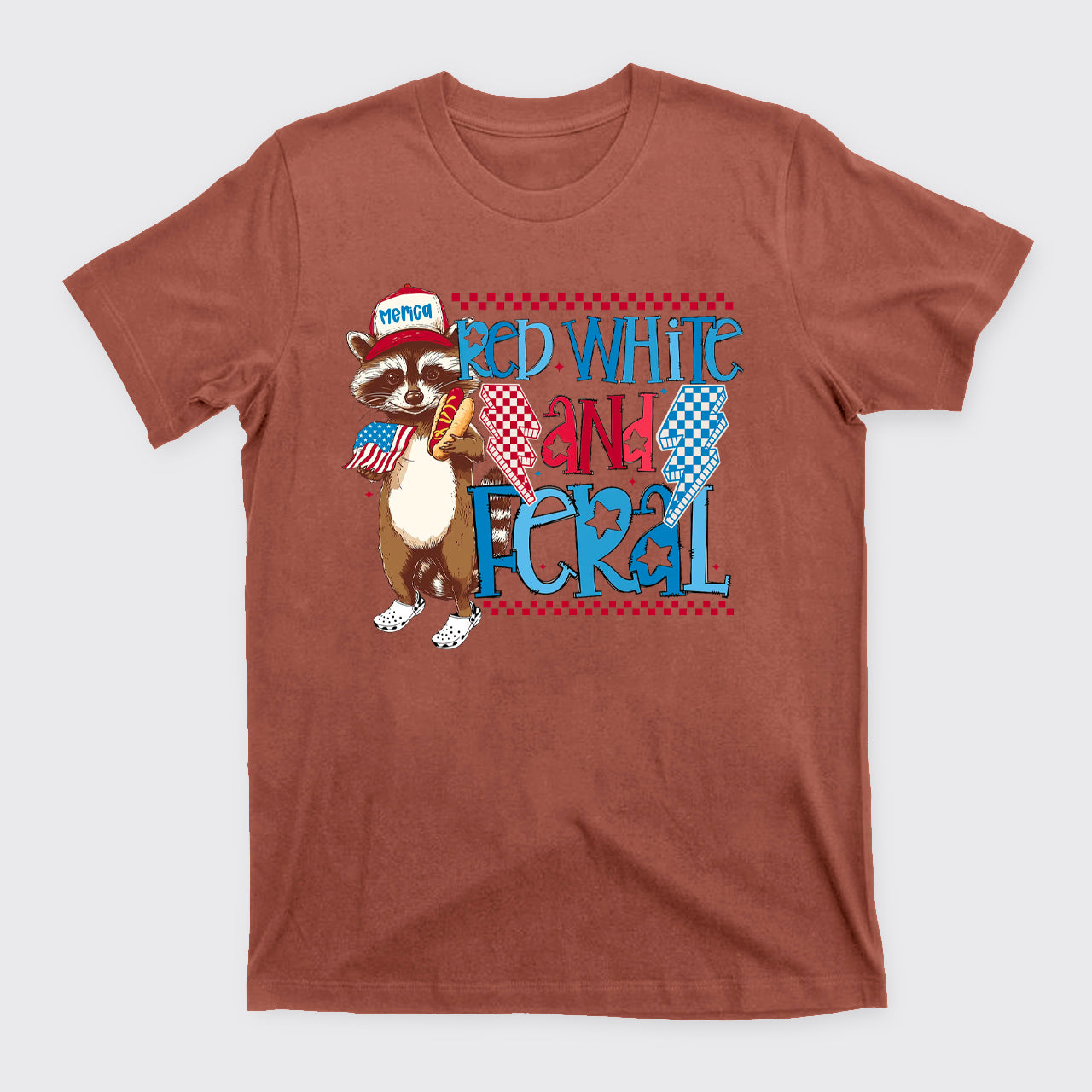 Funny USA-Red White And Feral T-Shirts