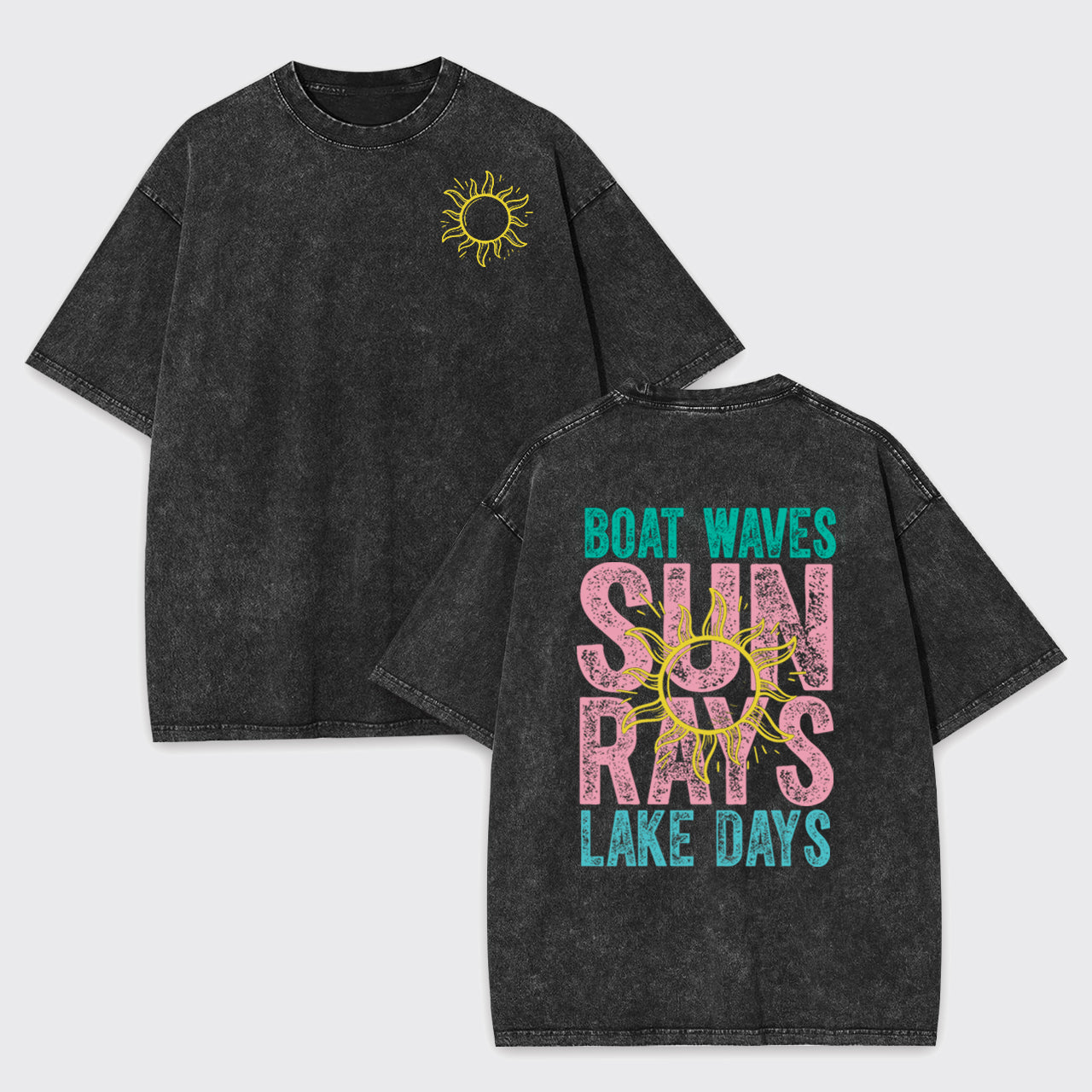 Summer,Boat Waves Sun Rays Lake Days Garment-dye Tees