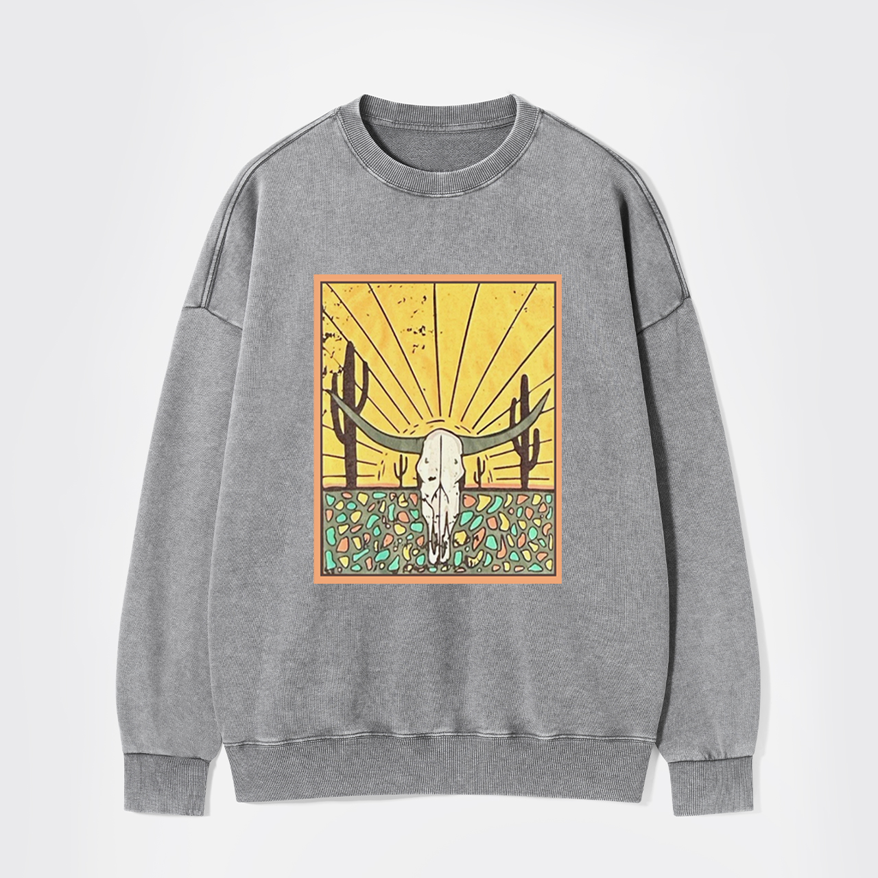 Wild Cow Skull Washed Sweatshirts