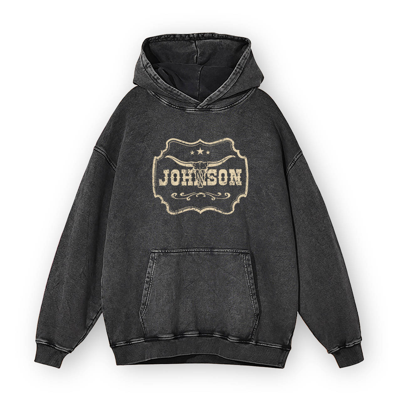 Johnson Longhorn Western Garment-Dye Hoodies