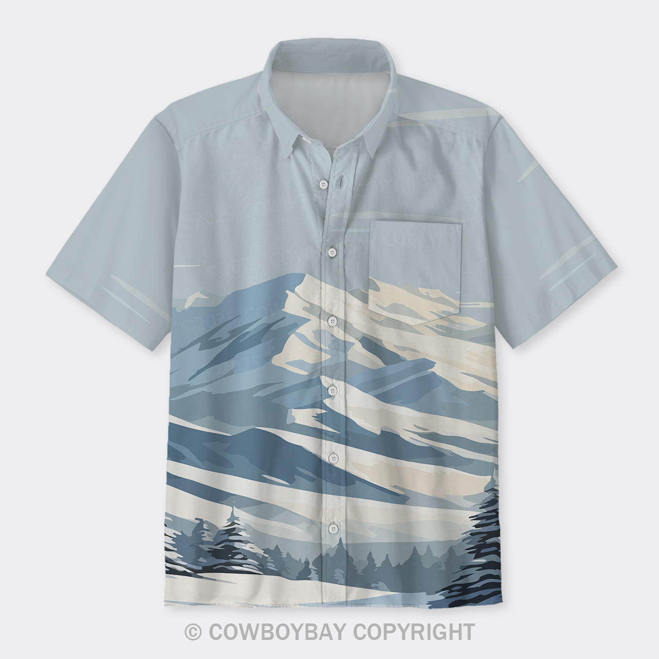 Cold Snow Mountain Design Button Up Shirts