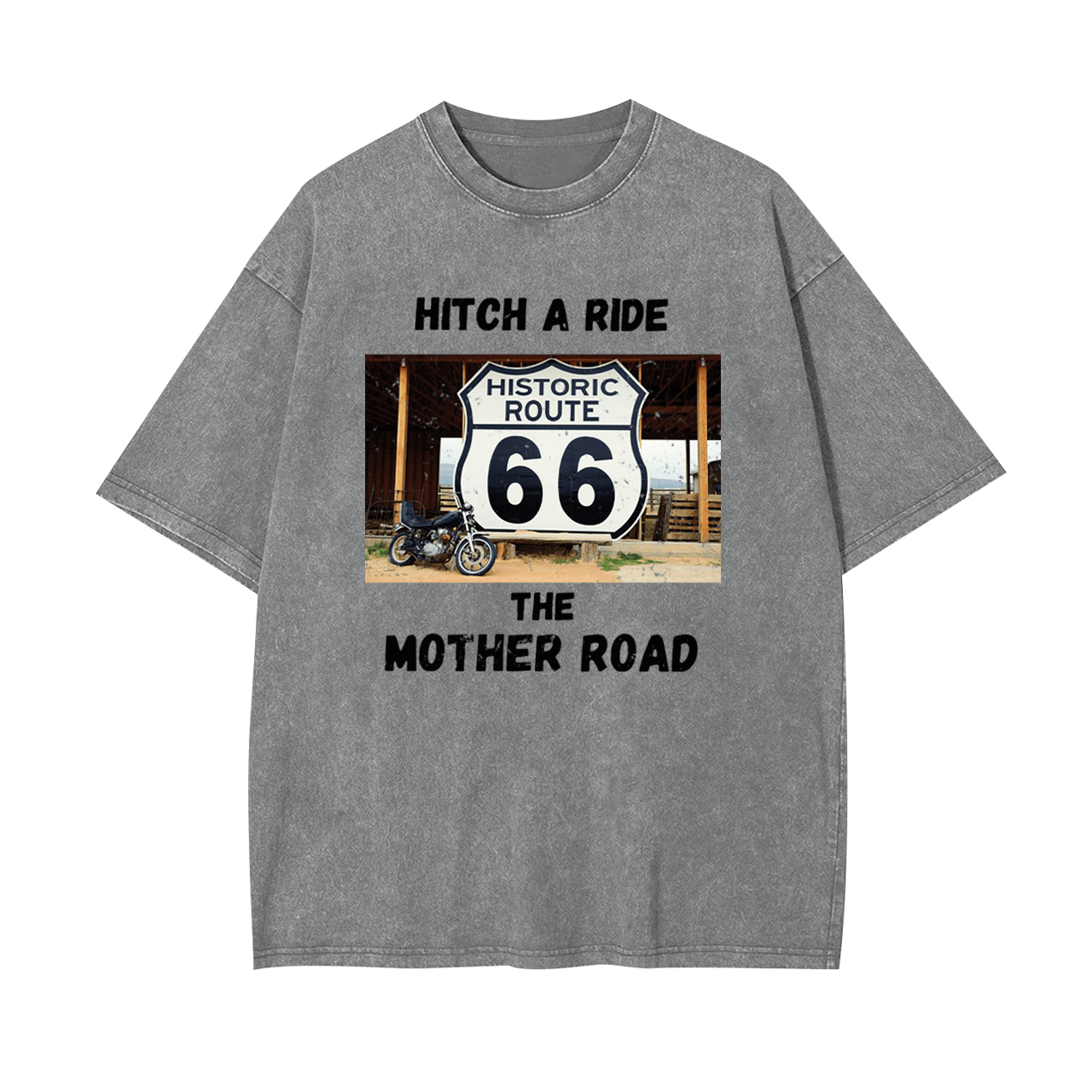Hitchhiking Along the Mother Road's Historic Route 66 Garment-dye Tees
