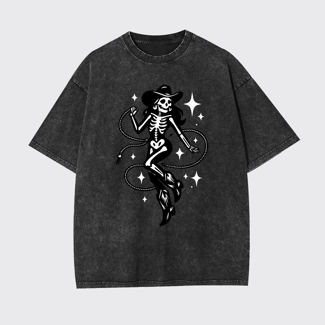Halloween Skeleton Cowgirl Garment-dye Tees