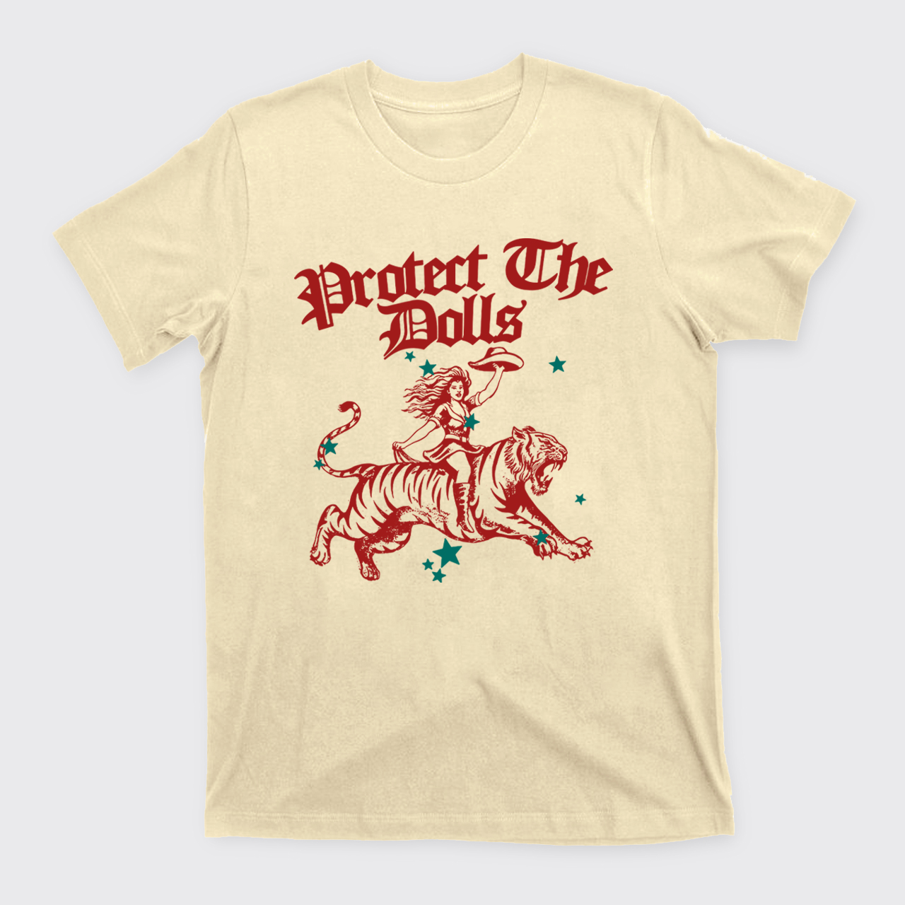 Vintage Cowgirl Riding Tiger T-Shirts