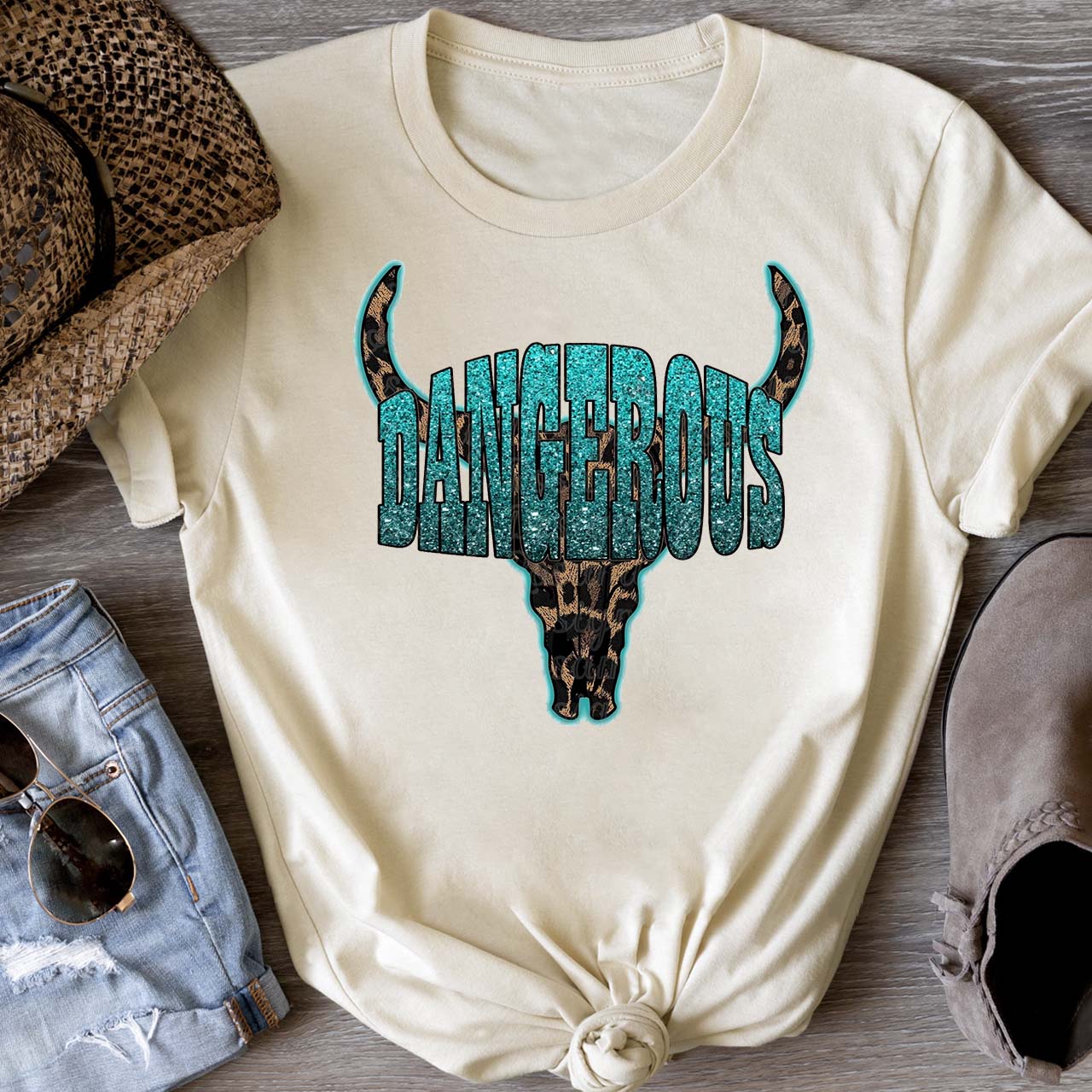 Dangerous Leopard Bull Head Cowboys T-Shirts