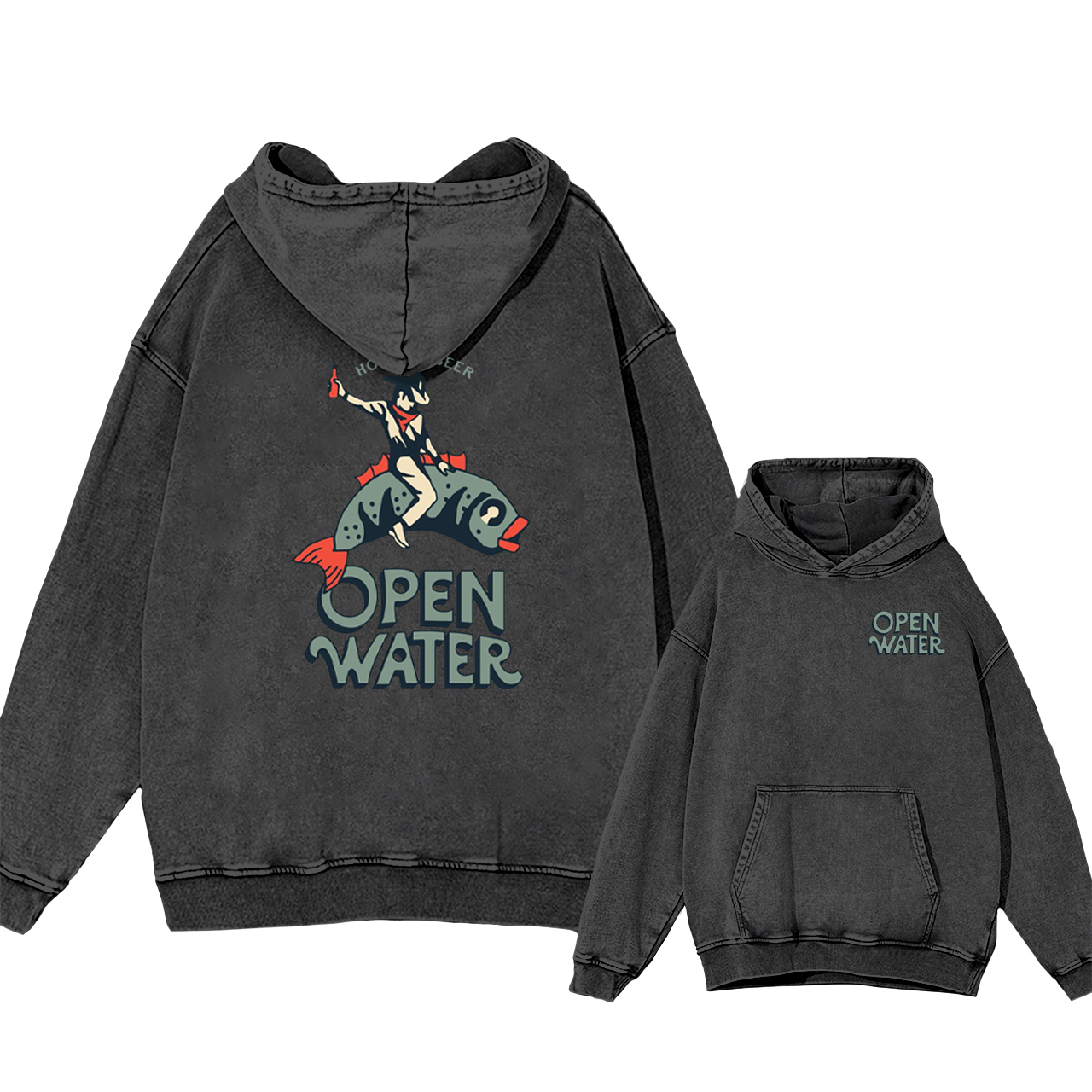 Open Water Cowboy Fishing Garment-Dye Hoodies