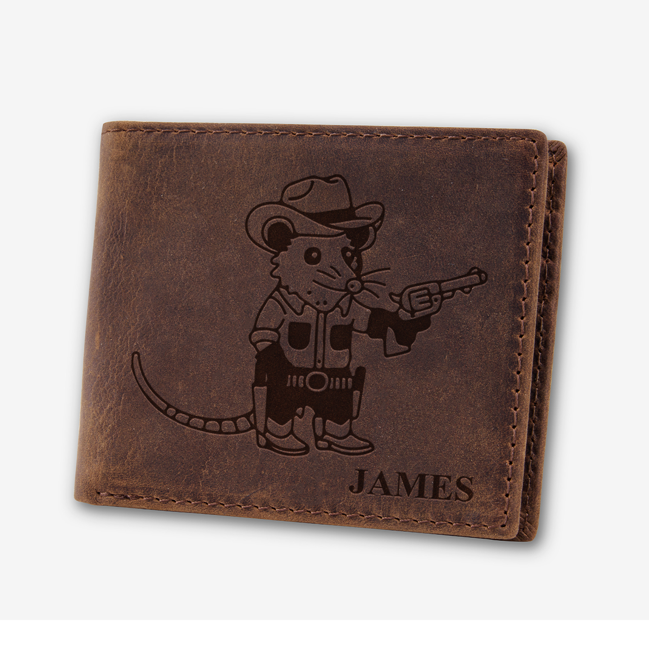 Personalized Vintage Leather Wallet_Opossum