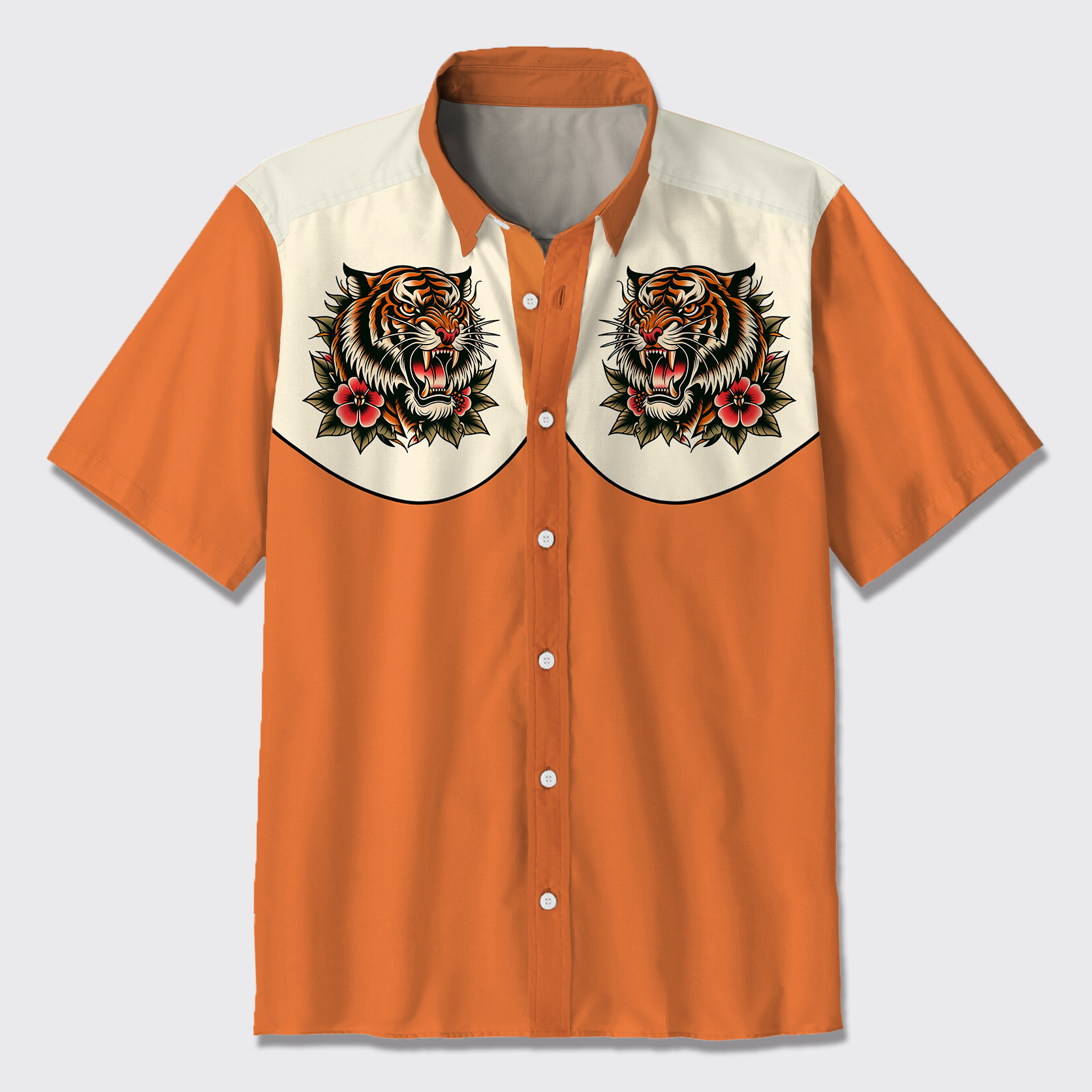 Retro Tiger Button Up Shirts