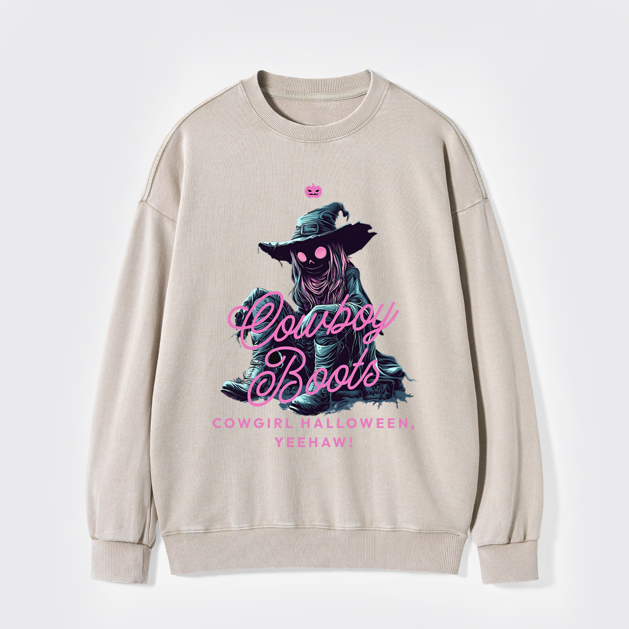 Spooky Western Cowgirl Halloween Washed Sweatshirts