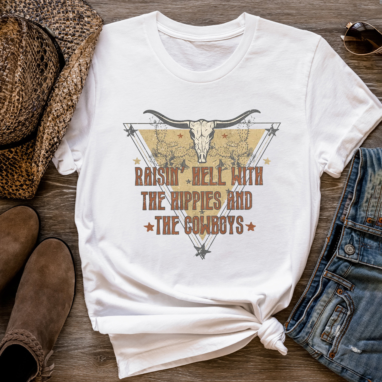 With The Hippies & The Cowboys T-Shirts