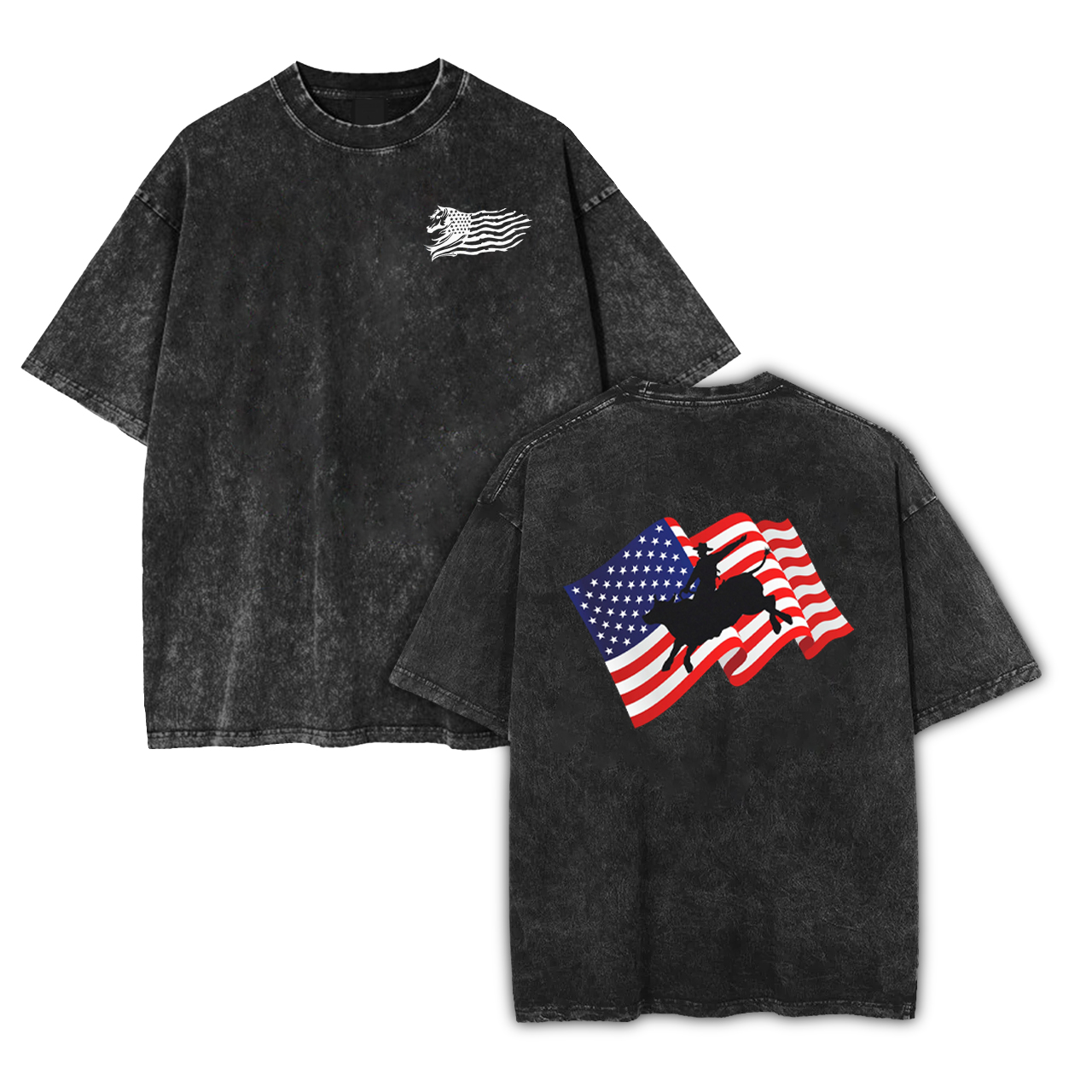 American USA Vintage Patriotic Retro Garment-dye Tees