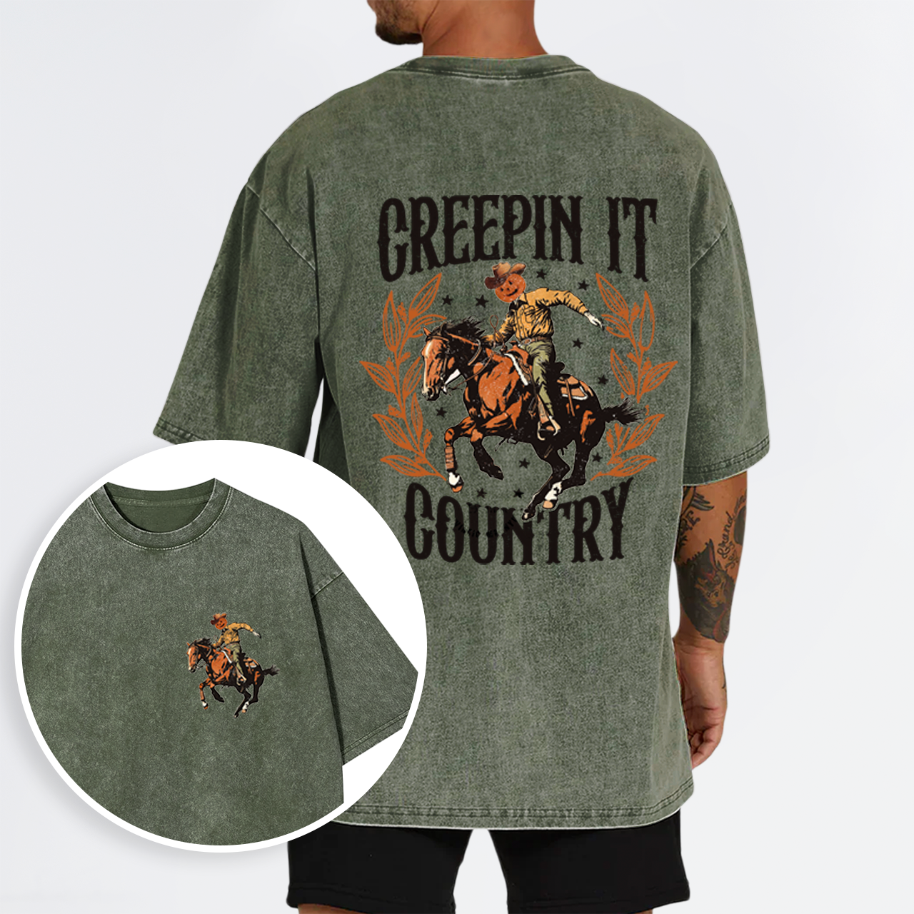 Creepin It Country Western Halloween Garment-dye Tees