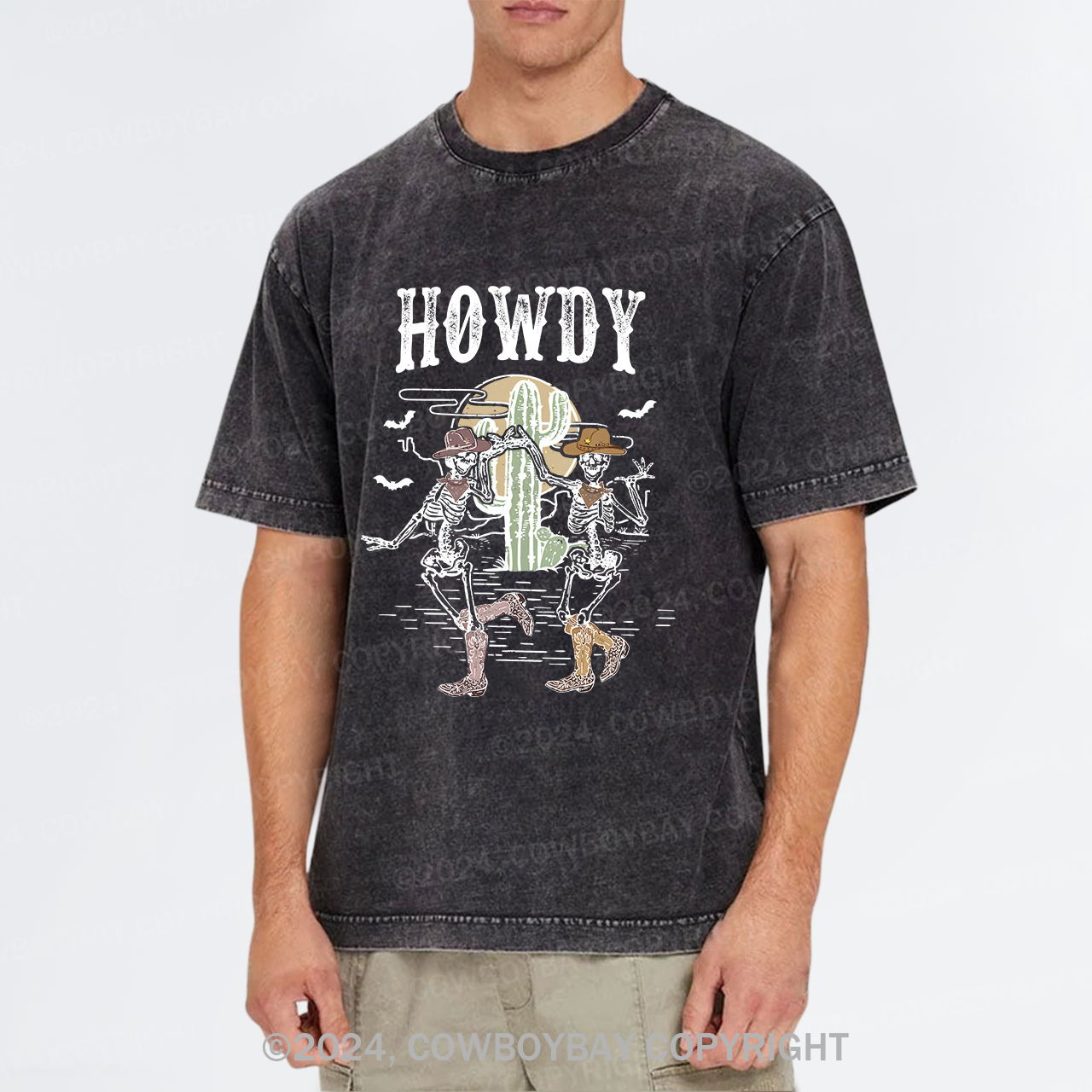 Howdy Halloween Midwest Desert Skeleton Garment-dye Tees