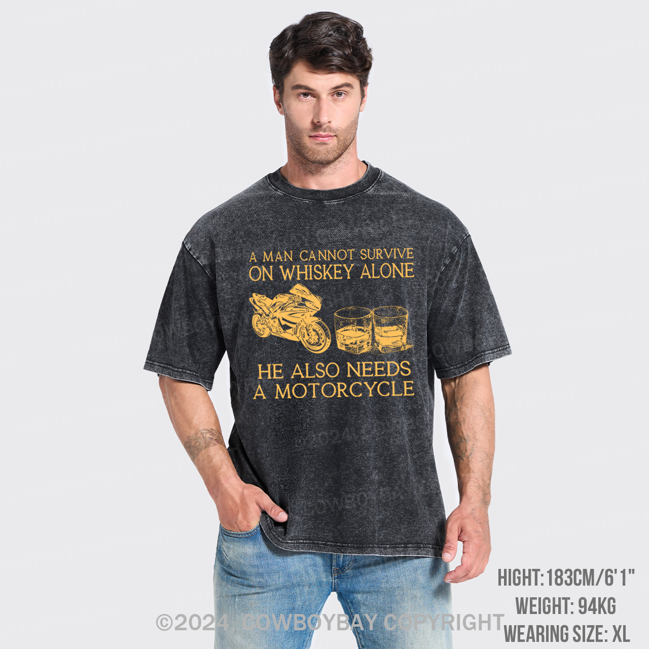 Whisky And Motorbike Garment-dye Tees
