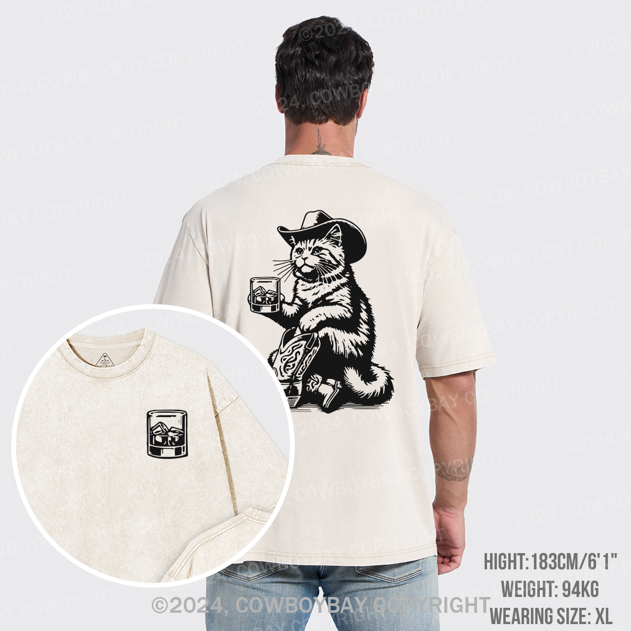 Whiskey Cowboy Cat Garment-dye Tees