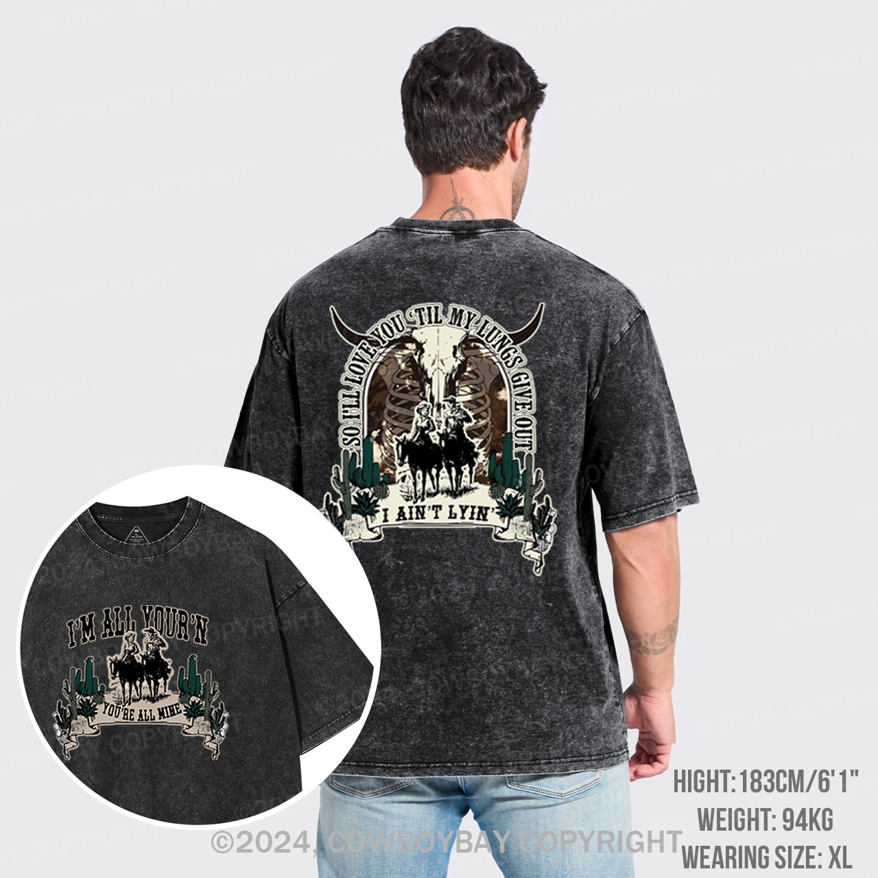 Love You Till My Lungs Give Out Cowboy Garment-dye Tees