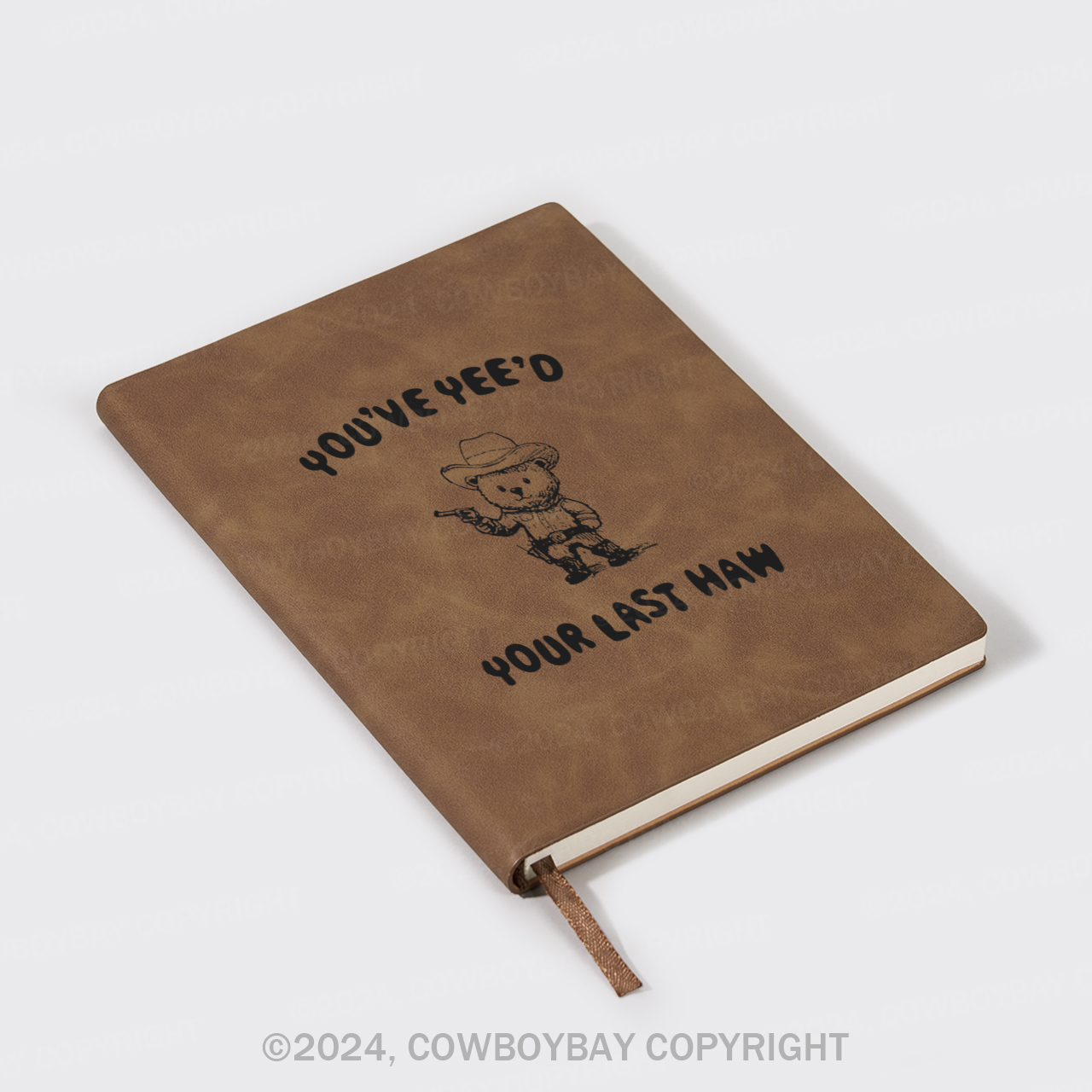 A5 Vintage Sheepbark Notebook-Cowboy Bear As A Cop