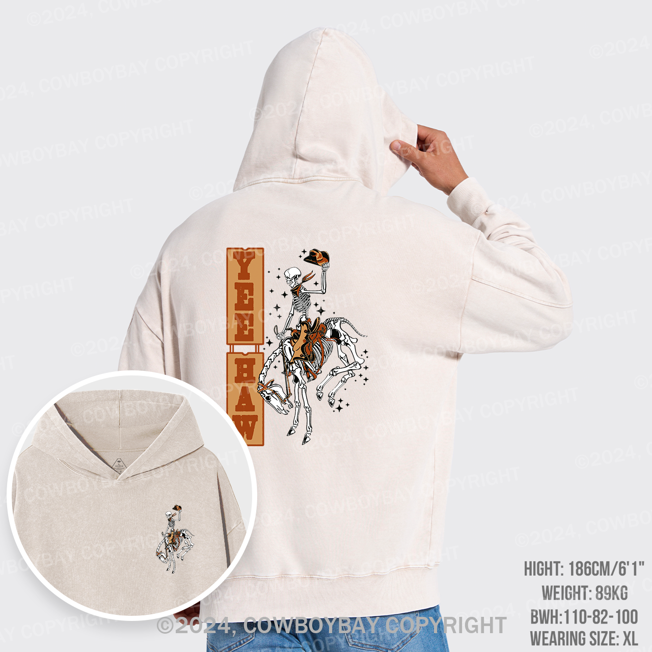 Yee Haw,Retro Halloween Garment-Dye Hoodies