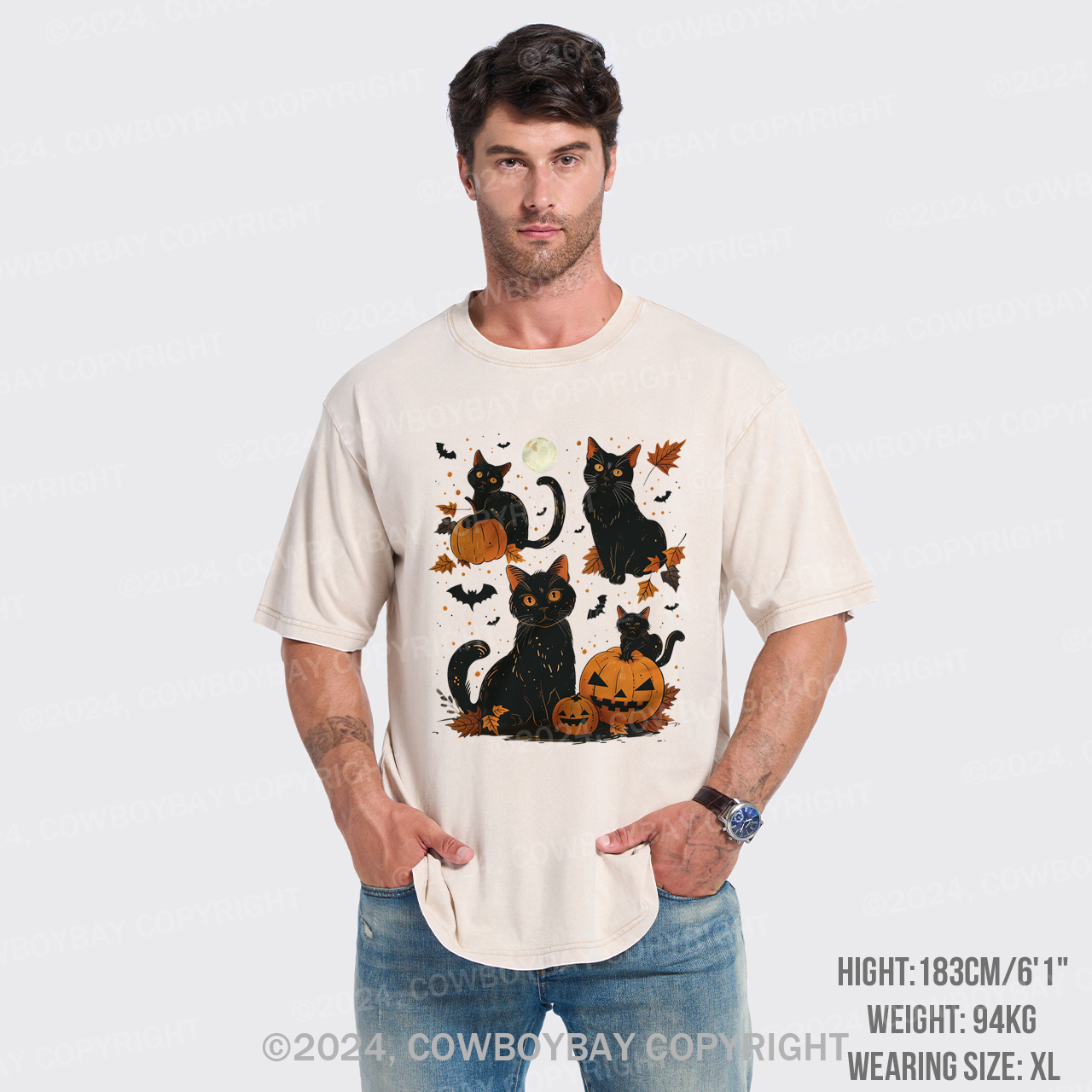 Black Cat Pumpkin Garment-dye Tees