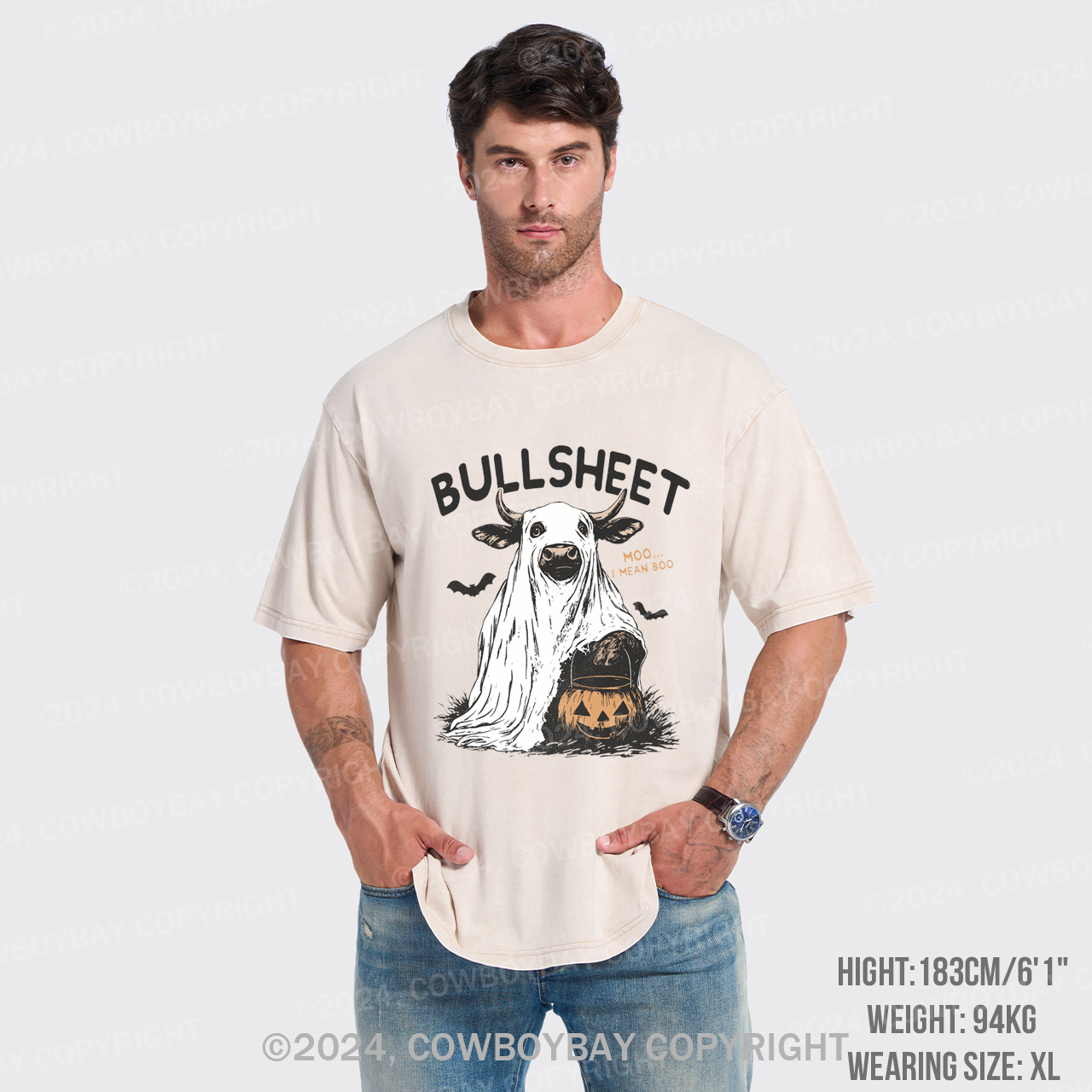 Funny Halloween Bullsheet Garment-dye Tees