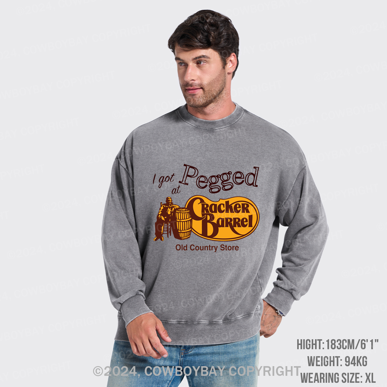 I Got Pegged at Cracker Barrel Old Country Store Washed Sweatshirts