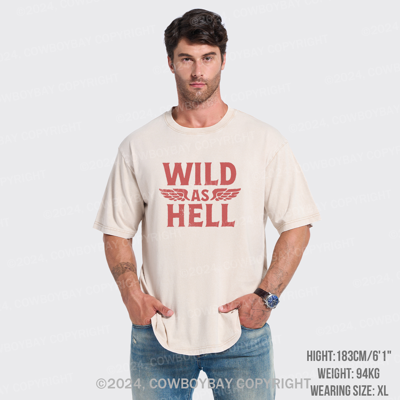 Wild As Hell Wings Rock N Roll Cowgirl Garment-dye Tees