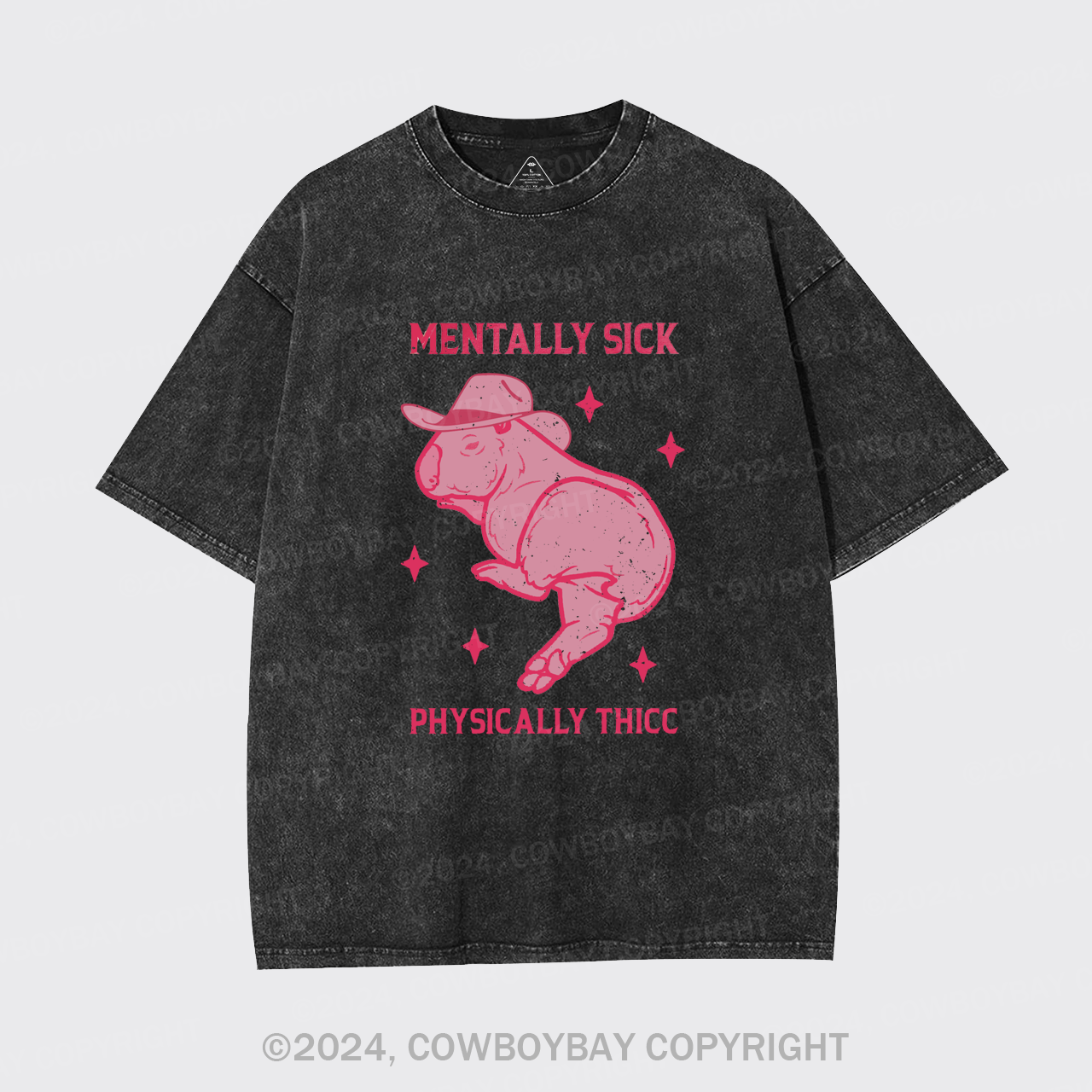Mentally Sick Physically Thicc Capybara Garment-dye Tees