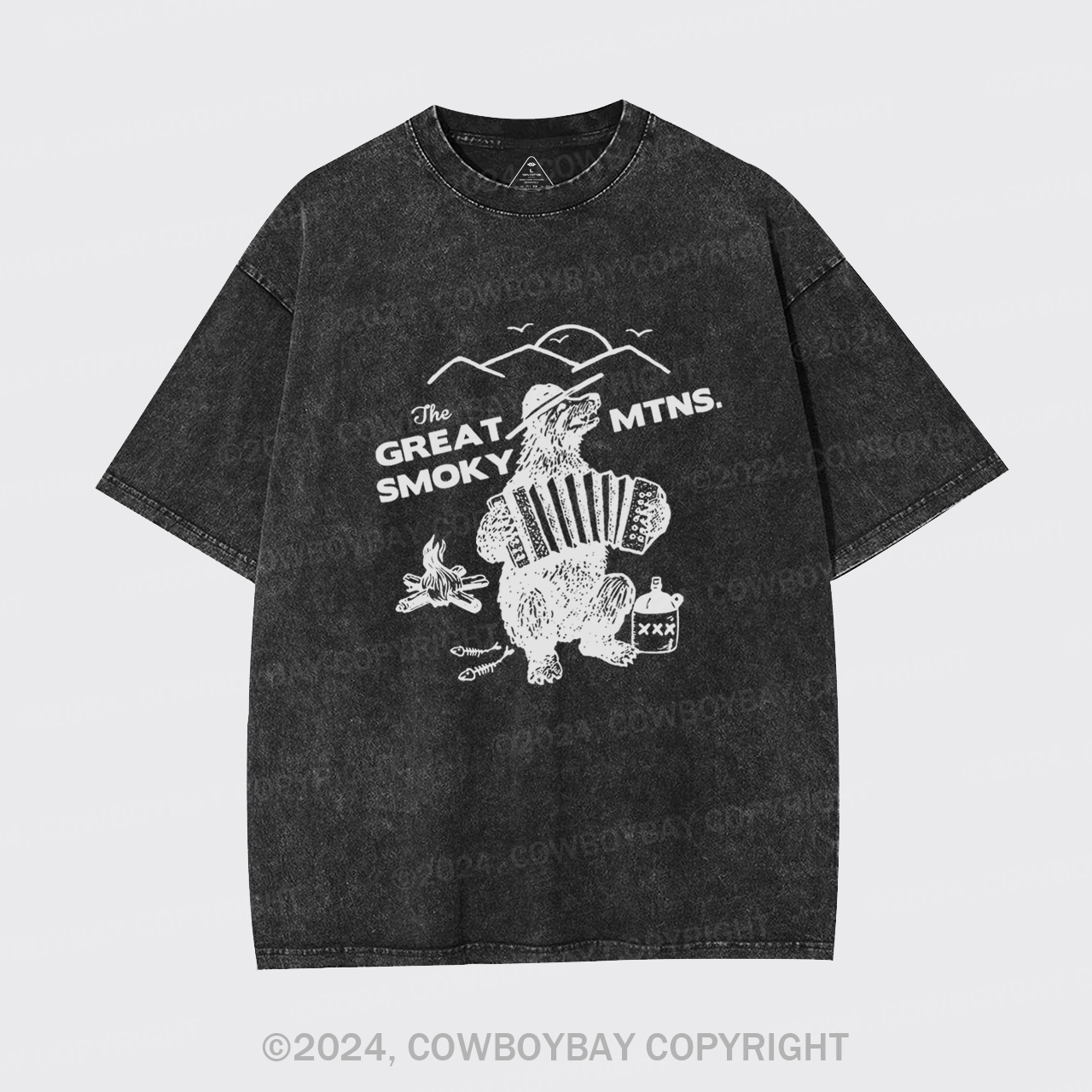 Smoky Bluegrass Grizzly Bear Garment-dye Tees