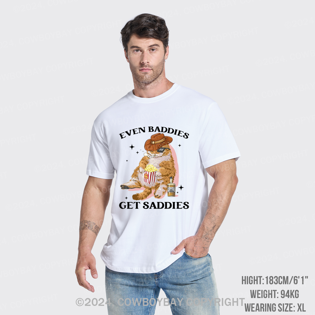 Even Baddies Get Saddies Funny Cat T-Shirts