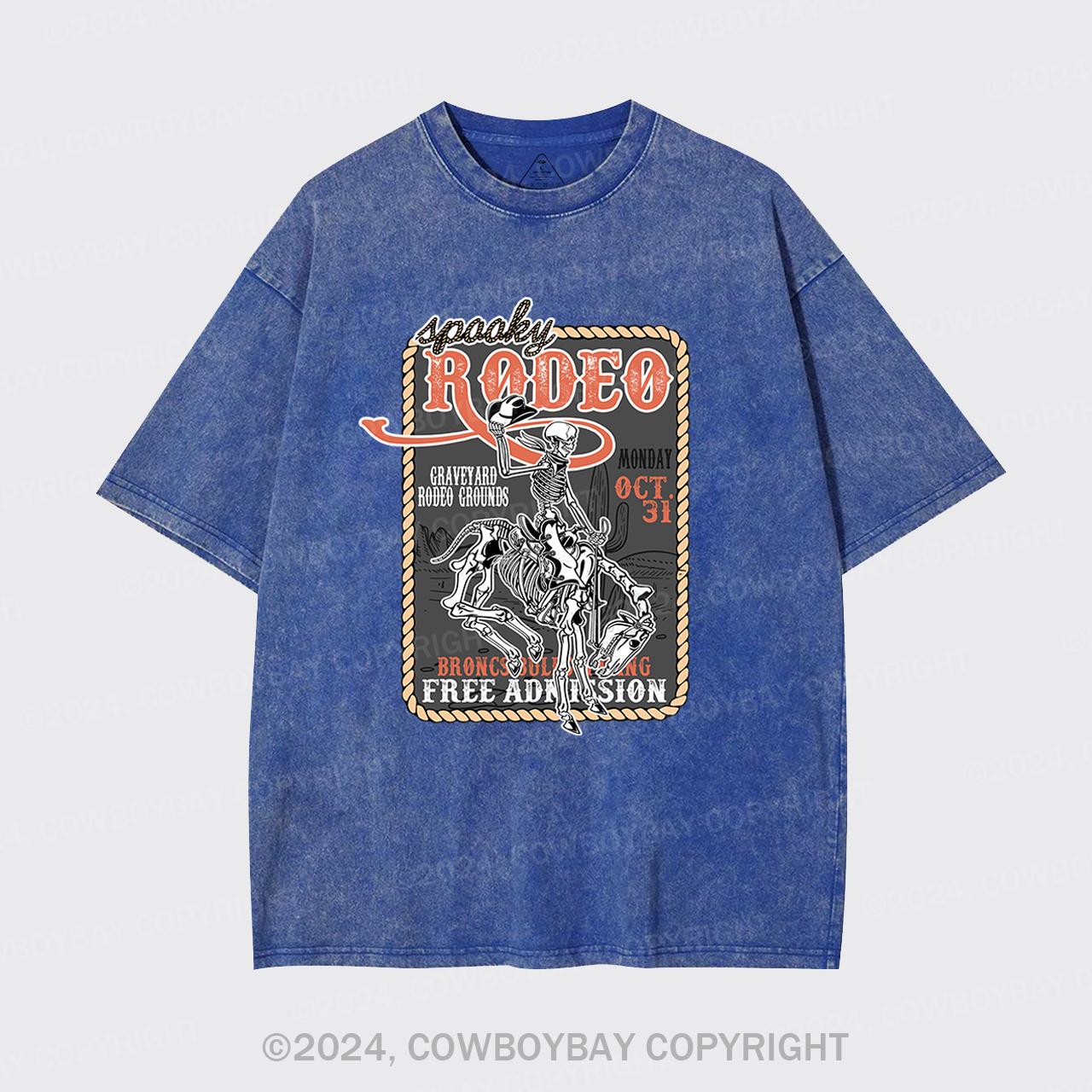 Funny Skeletons In Weird Rodeo Garment-dye Tees
