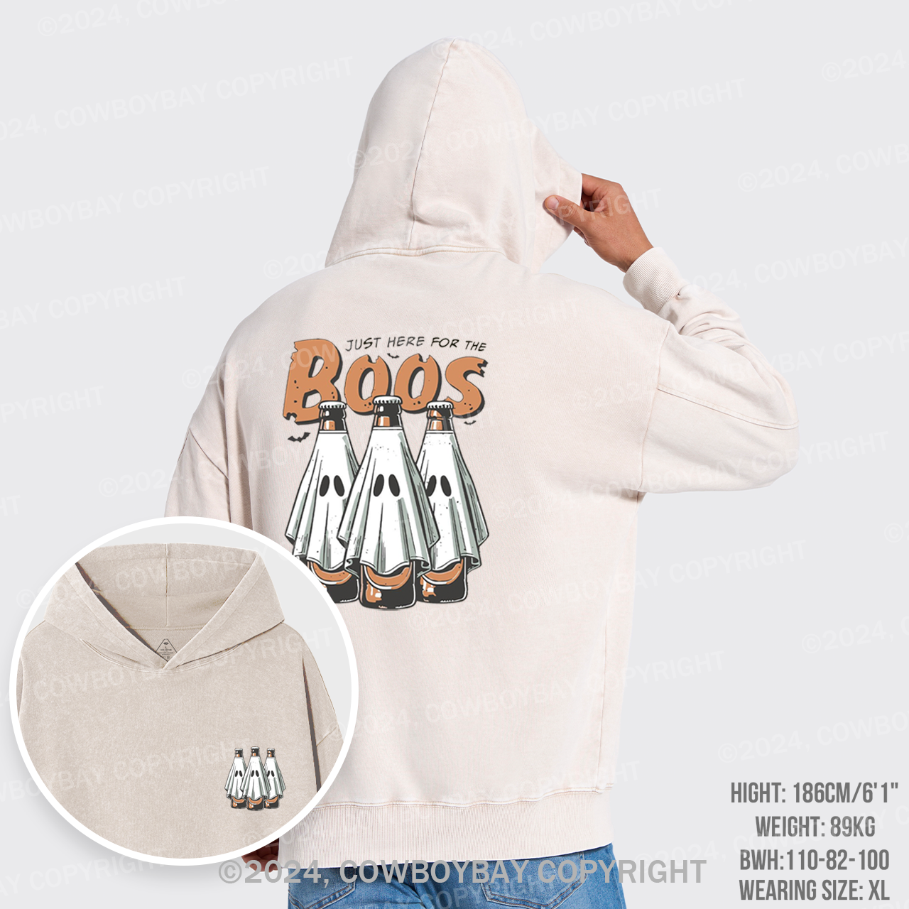 Halloween Just Here For The Boos Garment-Dye Hoodies