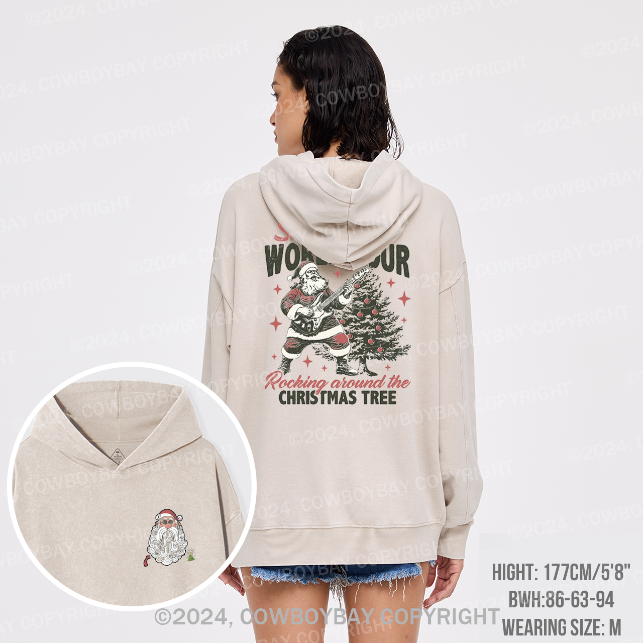 Retro Santa Claus Garment-Dye Hoodies