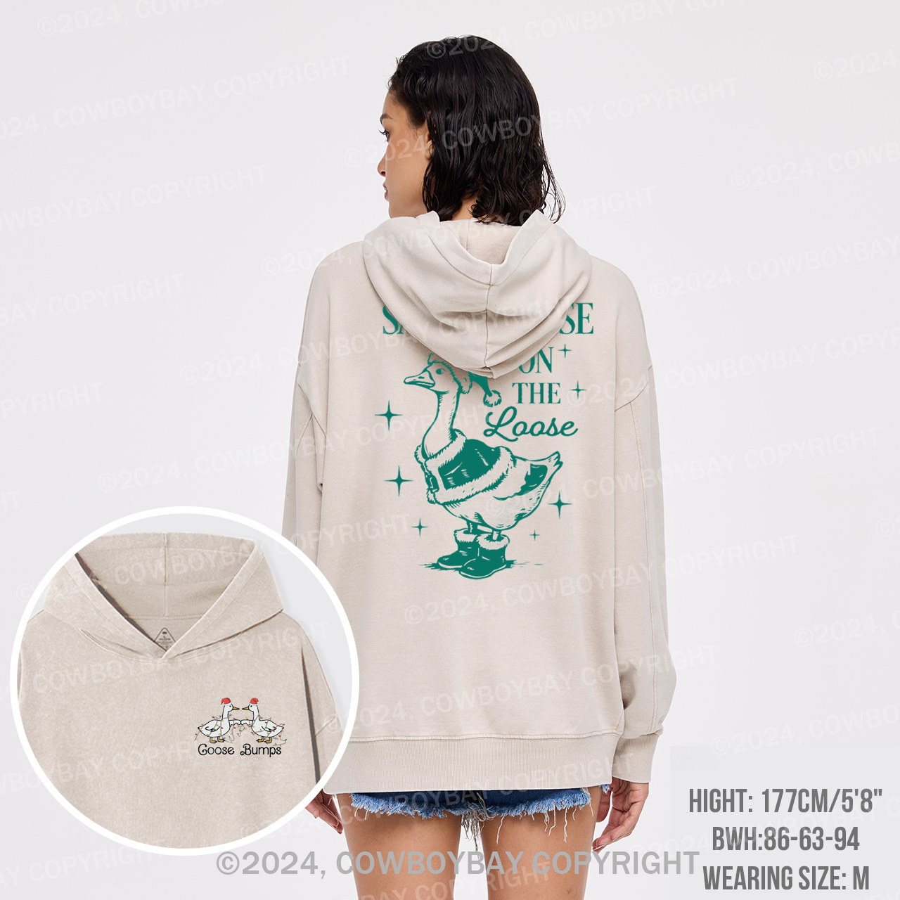 Santa Goose On The Loose Garment-Dye Hoodies