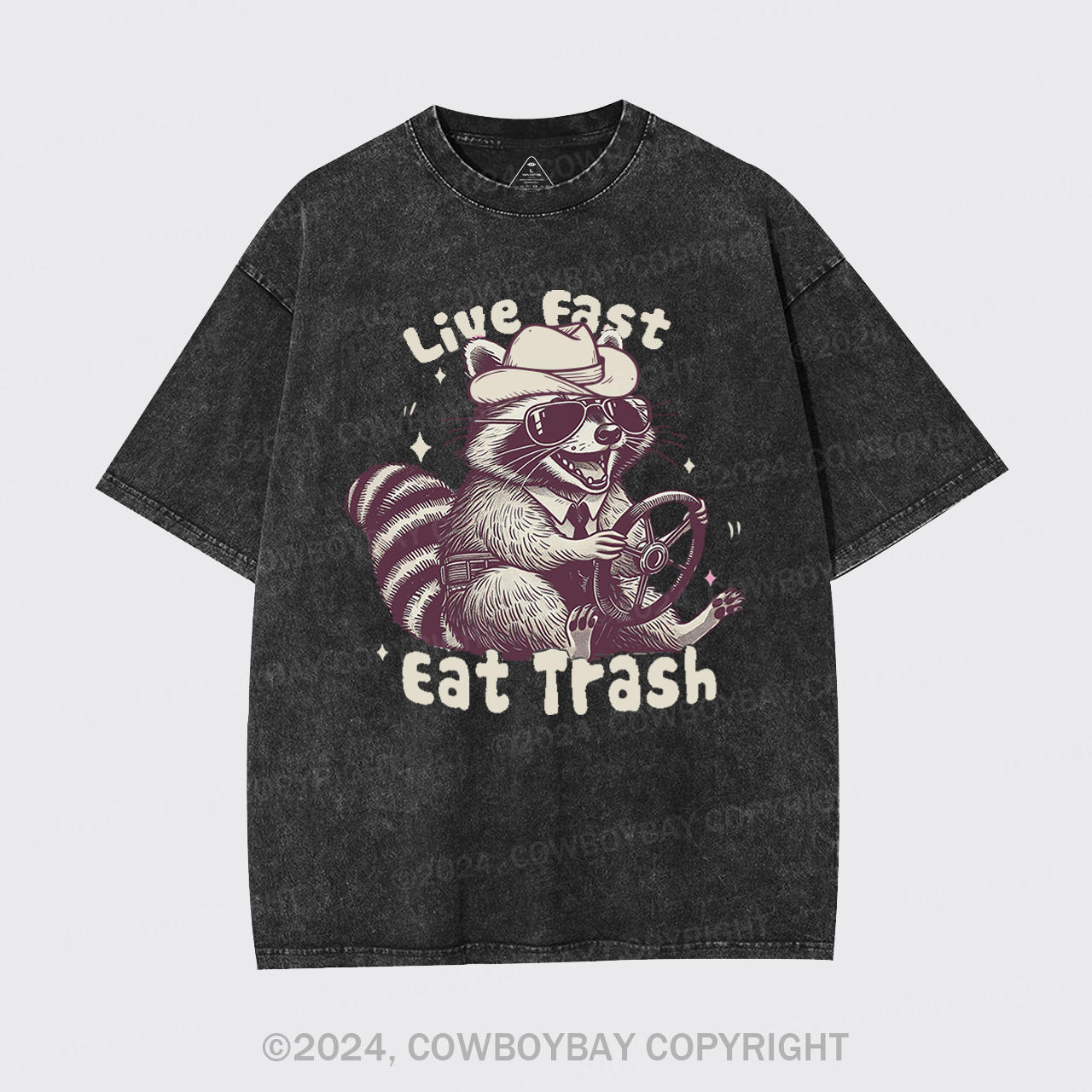 Live Fast Eat Trash Raccoon Garment-dye Tees