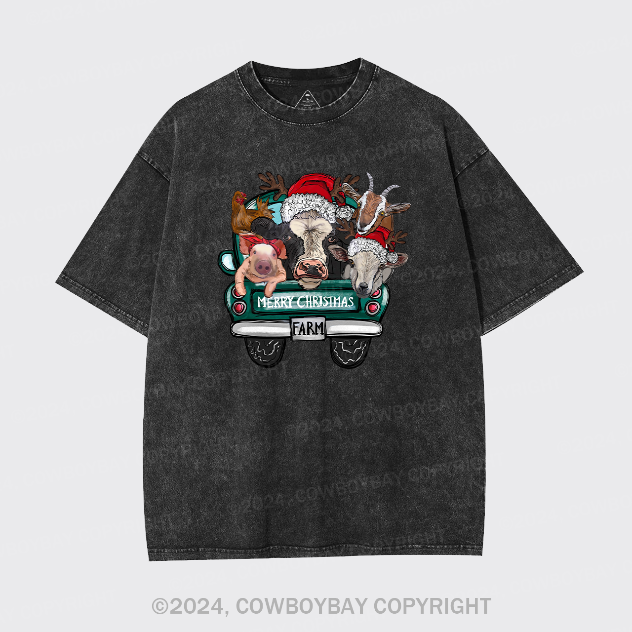 Attend A Christmas Party With Three Farm Pets Garment-dye Tees