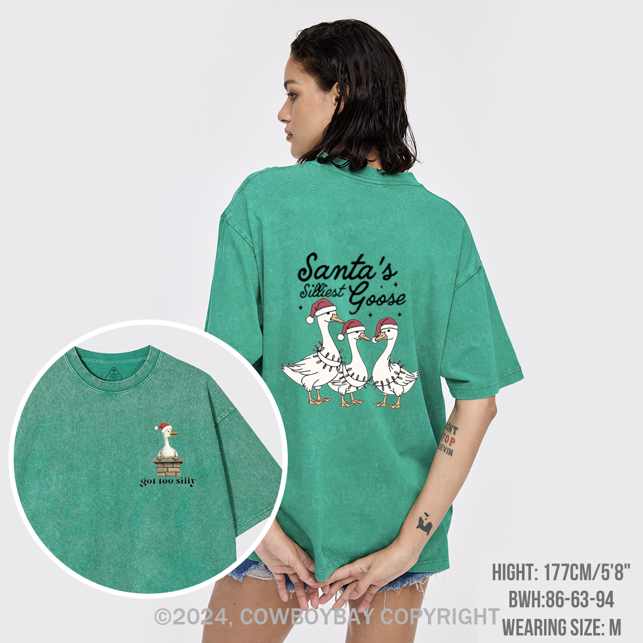 Santa's Silliest Goose Garment-dye Tees