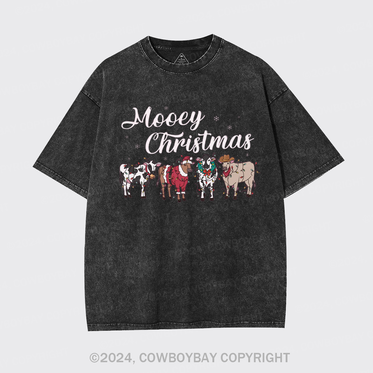 Farm Christmas Cow Garment-dye Tees